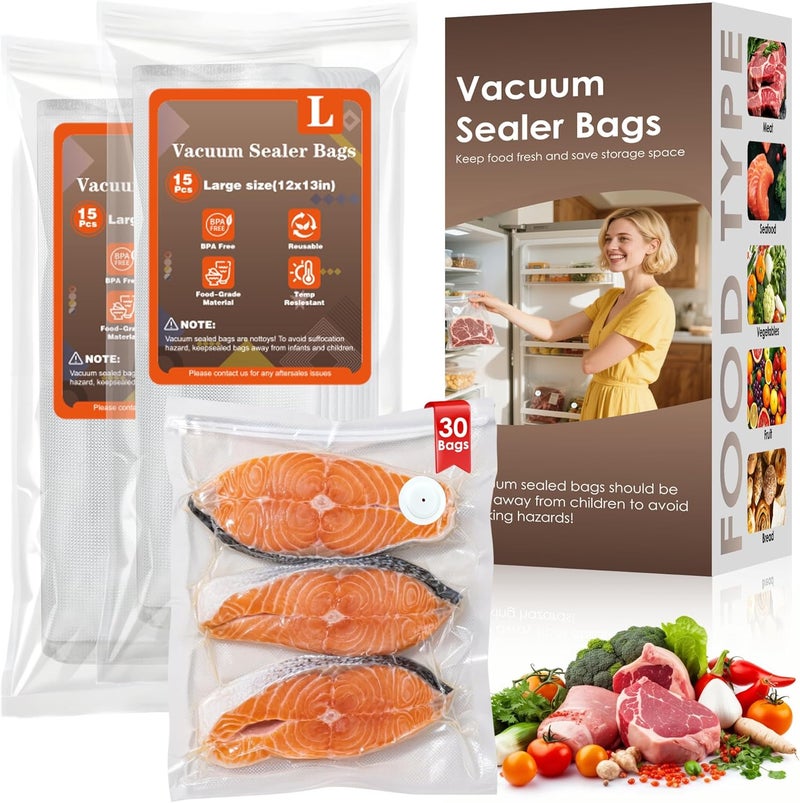 Natupo Vacuum Sealer Bags,Reusable Vacuum Sealer Bags,Can Withstand More Than 100 Washes,Large Size (30 Bags) - Image 1